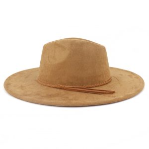Camel Brown Vegan Suede Rancher Fedora Hat
